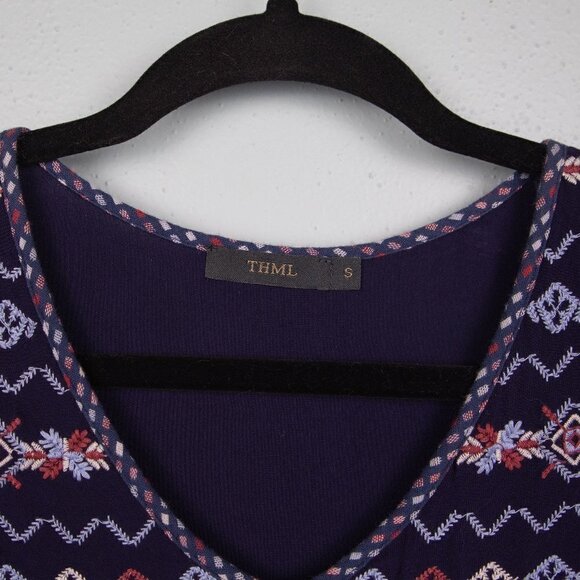 THML navy embroidered sleeveless top-S - Picture 2 of 5